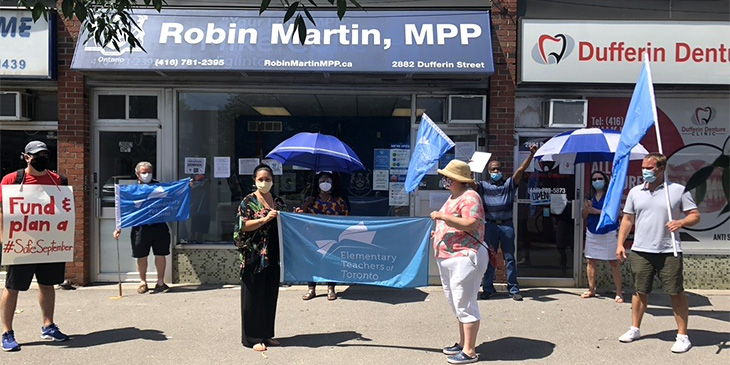 Protest at MPP Robin Martin's Constituency Office