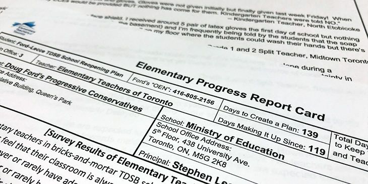 Media Release: The Ford Government’s Underfunded Response to COVID-19 in Our Schools Earns a Failing Grade, Say Teachers in Progress Report Card